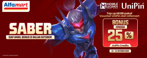 Siap Ambil Bonus di Bulan Oktober - Bonus hingga 25% UniPin Credits Top Up MLBB Pakai Voucher UniPin di Alfamart!